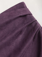 Sweetra Vintage Italian Style Maillard Color Pleated Bodycon Skirt, Sexy & Alluring For Autumn/Winter
