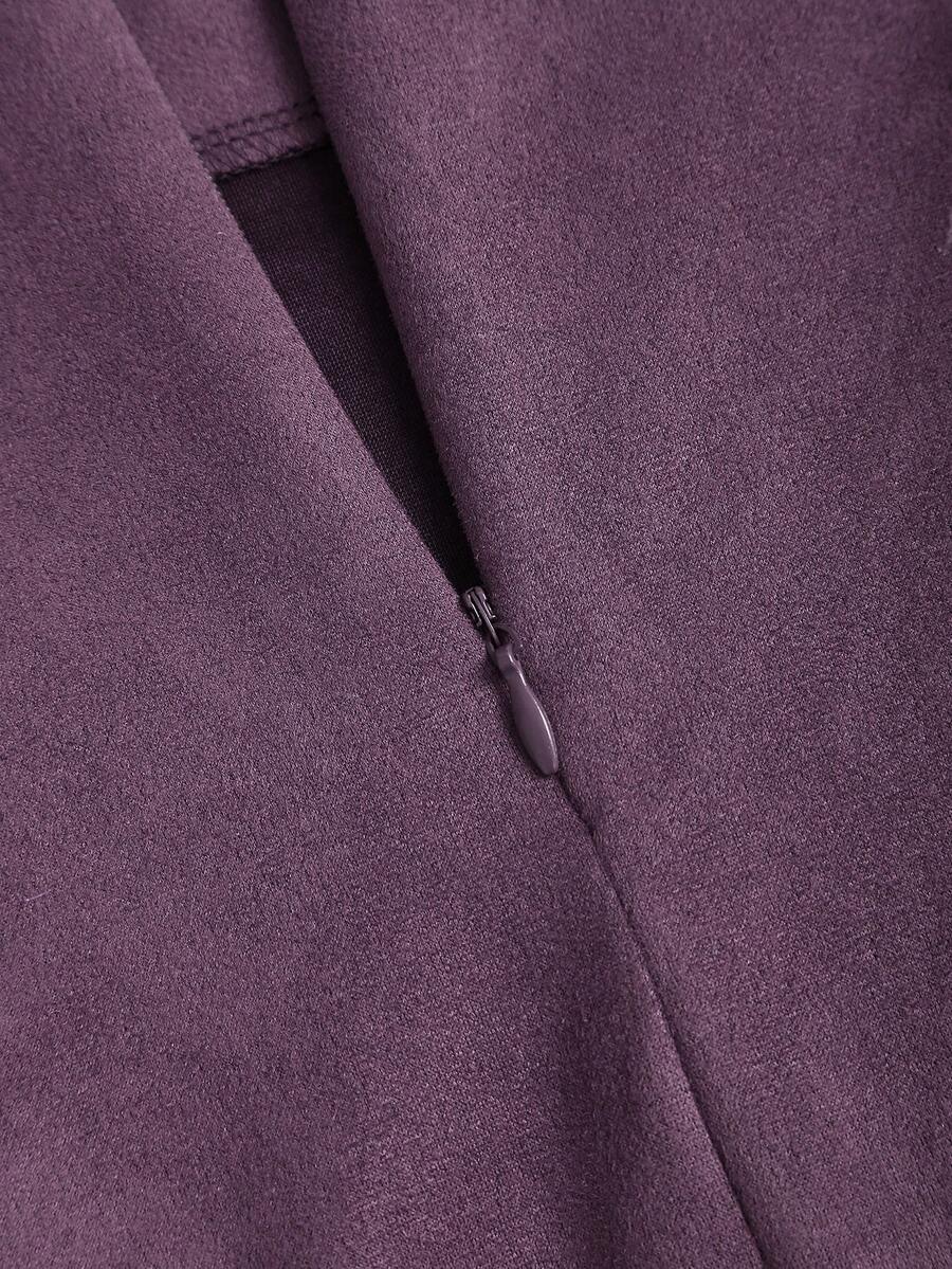 Sweetra Vintage Italian Style Maillard Color Pleated Bodycon Skirt, Sexy & Alluring For Autumn/Winter