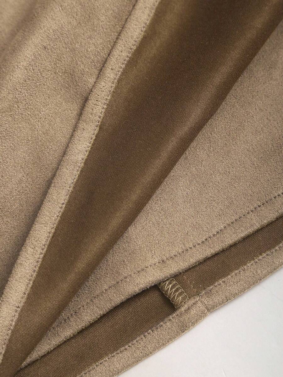 Sweetra Vintage Italian Style Maillard Color Pleated Bodycon Skirt, Sexy & Alluring For Autumn/Winter