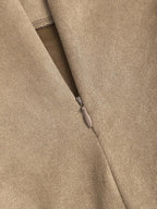Sweetra Vintage Italian Style Maillard Color Pleated Bodycon Skirt, Sexy & Alluring For Autumn/Winter