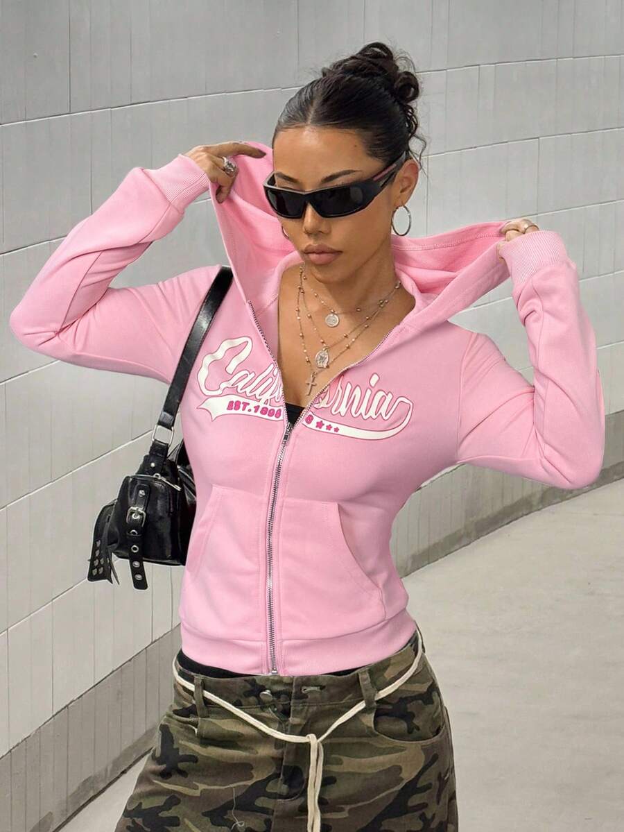 StreetHx Retro American Style Fitted Zip Up Hoodie Jacket For Women,Graduation,Teacher,Back To School Pullover Fall