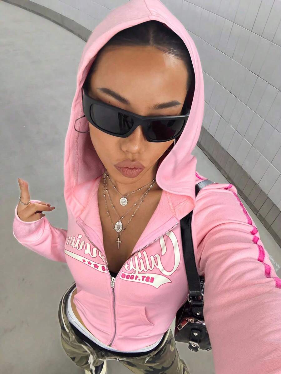 StreetHx Retro American Style Fitted Zip Up Hoodie Jacket For Women,Graduation,Teacher,Back To School Pullover Fall