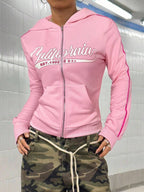 StreetHx Retro American Style Fitted Zip Up Hoodie Jacket For Women,Graduation,Teacher,Back To School Pullover Fall