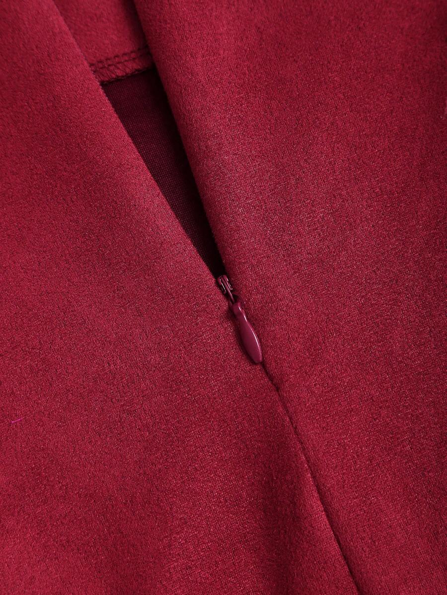 Sweetra Vintage Italian Style Maillard Color Pleated Bodycon Skirt, Sexy & Alluring For Autumn/Winter