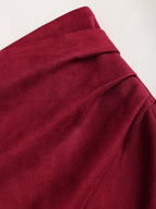 Sweetra Vintage Italian Style Maillard Color Pleated Bodycon Skirt, Sexy & Alluring For Autumn/Winter