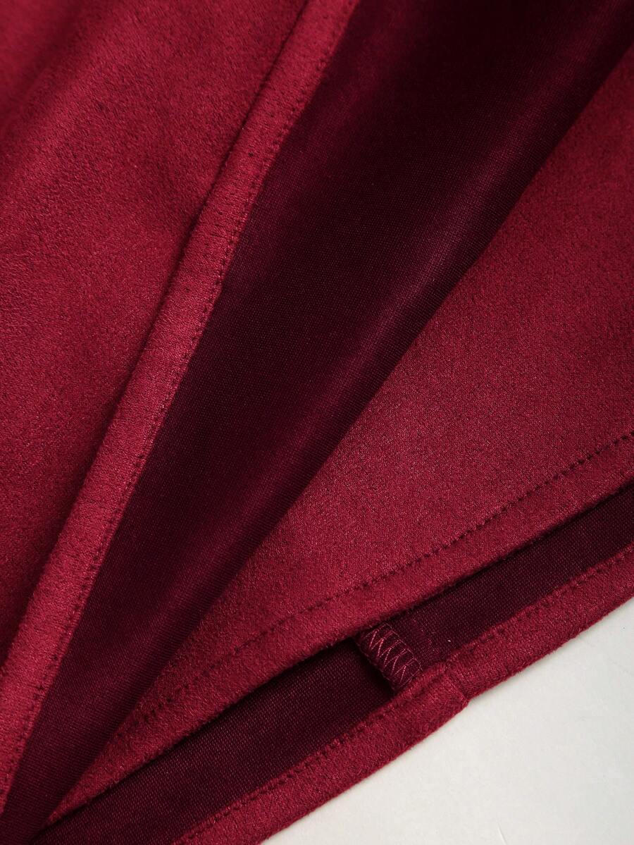 Sweetra Vintage Italian Style Maillard Color Pleated Bodycon Skirt, Sexy & Alluring For Autumn/Winter