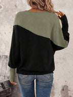 SHEIN LUNE Two Tone Batwing Sleeve Sweatshirt Graduation,Back To School Outfits,Graduation,Teacher Outfits For Women,Back To School In Fall/Winter Women Long Sleeve Tops Winter Tops For Women Pullover For Women Women Sweater Oversized Sweatshirt Woman,Fall,Fall Clothes For Women