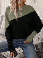 SHEIN LUNE Two Tone Batwing Sleeve Sweatshirt Graduation,Back To School Outfits,Graduation,Teacher Outfits For Women,Back To School In Fall/Winter Women Long Sleeve Tops Winter Tops For Women Pullover For Women Women Sweater Oversized Sweatshirt Woman,Fall,Fall Clothes For Women