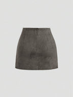 Sweetra Vintage Italian Style Maillard Color Pleated Bodycon Skirt, Sexy & Alluring For Autumn/Winter