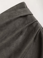 Sweetra Vintage Italian Style Maillard Color Pleated Bodycon Skirt, Sexy & Alluring For Autumn/Winter