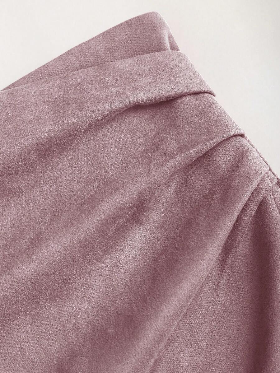 Sweetra Vintage Italian Style Maillard Color Pleated Bodycon Skirt, Sexy & Alluring For Autumn/Winter
