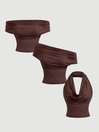 SHEIN MOD 3-Way Wear Women's Casual Solid Color Slim Fit Top For Summer, Cowl Neck Top, Off The Shoulder Top, Aesthetic Tops,Festival,Country,Beach Vacation Wear,Tea Party ,Modest ,Prom Top,Cute Tops Strapless Shirts Long Tube Tops Tube Tops Women Tube Top Pack,Winter ,Thanksgiving For Women,Sexy Tops , Summer Outfits , Spring/Summer , Spring Break Outfits , Carnival Costume1
