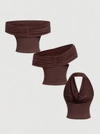 SHEIN MOD 3-Way Wear Women's Casual Solid Color Slim Fit Top For Summer, Cowl Neck Top, Off The Shoulder Top, Aesthetic Tops,Festival,Country,Beach Vacation Wear,Tea Party ,Modest ,Prom Top,Cute Tops Strapless Shirts Long Tube Tops Tube Tops Women Tube Top Pack,Winter ,Thanksgiving For Women,Sexy Tops , Summer Outfits , Spring/Summer , Spring Break Outfits , Carnival Costume1