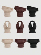 SHEIN MOD 3-Way Wear Women's Casual Solid Color Slim Fit Top For Summer, Cowl Neck Top, Off The Shoulder Top, Aesthetic Tops,Festival,Country,Beach Vacation Wear,Tea Party ,Modest ,Prom Top,Cute Tops Strapless Shirts Long Tube Tops Tube Tops Women Tube Top Pack,Winter ,Thanksgiving For Women,Sexy Tops , Summer Outfits , Spring/Summer , Spring Break Outfits , Carnival Costume1