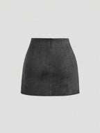 Sweetra Vintage Italian Style Maillard Color Pleated Bodycon Skirt, Sexy & Alluring For Autumn/Winter
