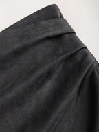 Sweetra Vintage Italian Style Maillard Color Pleated Bodycon Skirt, Sexy & Alluring For Autumn/Winter