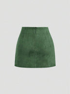 Sweetra Vintage Italian Style Maillard Color Pleated Bodycon Skirt, Sexy & Alluring For Autumn/Winter