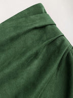 Sweetra Vintage Italian Style Maillard Color Pleated Bodycon Skirt, Sexy & Alluring For Autumn/Winter