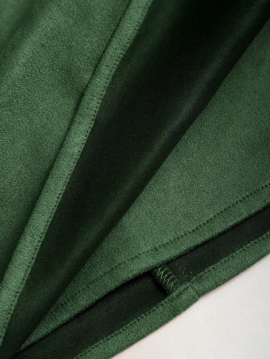 Sweetra Vintage Italian Style Maillard Color Pleated Bodycon Skirt, Sexy & Alluring For Autumn/Winter