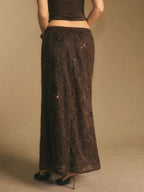 Poéselle Women's Skirt, Floor Length Maxi Skirt, Tie At Waist, Cute Skirt, Low Waist Skirt