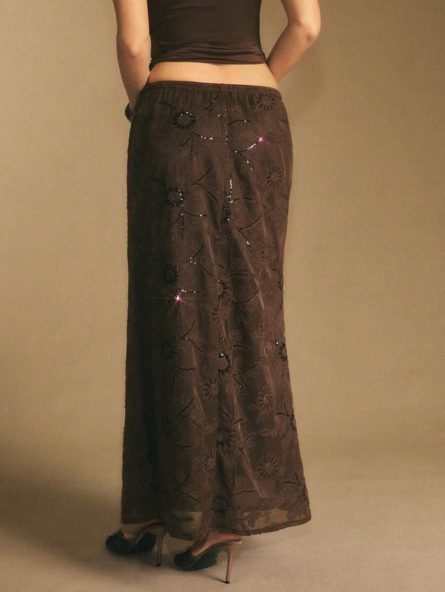 Poéselle Women's Skirt, Floor Length Maxi Skirt, Tie At Waist, Cute Skirt, Low Waist Skirt