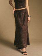 Poéselle Women's Skirt, Floor Length Maxi Skirt, Tie At Waist, Cute Skirt, Low Waist Skirt
