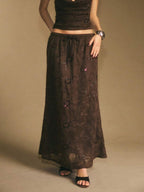 Poéselle Women's Skirt, Floor Length Maxi Skirt, Tie At Waist, Cute Skirt, Low Waist Skirt