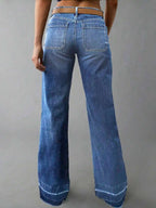 Women's Wide Leg Flared Jeans With Diamond Shaped Front Pockets