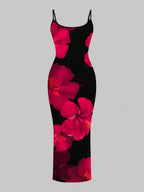 Slaydiva 2025/Summer Outfits For Women/Fall Women Clothes/Summer Dresses For Women/Elegant Dresses For Women/Wedding Guest Dress Women/Vacation Outfits Woman/Going Out/Classy Outfits For Women/Floral Graphic Casual Minimalist Sleeveless Dress Chic Dress