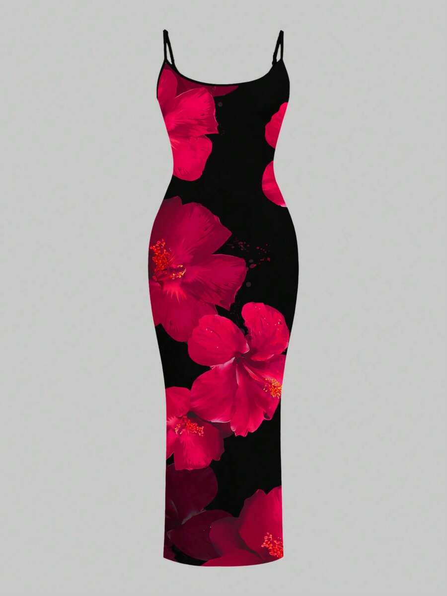Slaydiva 2025/Summer Outfits For Women/Fall Women Clothes/Summer Dresses For Women/Elegant Dresses For Women/Wedding Guest Dress Women/Vacation Outfits Woman/Going Out/Classy Outfits For Women/Floral Graphic Casual Minimalist Sleeveless Dress Chic Dress