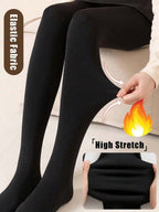 1pc Women's Sexy Semi-Sheer Tights, Thick Warm Lining, High Waist Elastic Skinny Pants, 220g, Comfortable