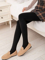 1pc Women's Sexy Semi-Sheer Tights, Thick Warm Lining, High Waist Elastic Skinny Pants, 220g, Comfortable