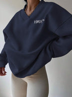 INAWLY Women's Spring And Autumn Loose Fit Casual Pullover With V-Neck And Dropped Shoulders,Ladies Spring/Fall Casual Long Sleeve V Neck Loose Regular Mint Green Drop Shoulder Pullovers Women Hoodies,Long Sleeve Tops Graduation,Back To School Outfits,Graduation,Teacher Outfits For Women,Back To School