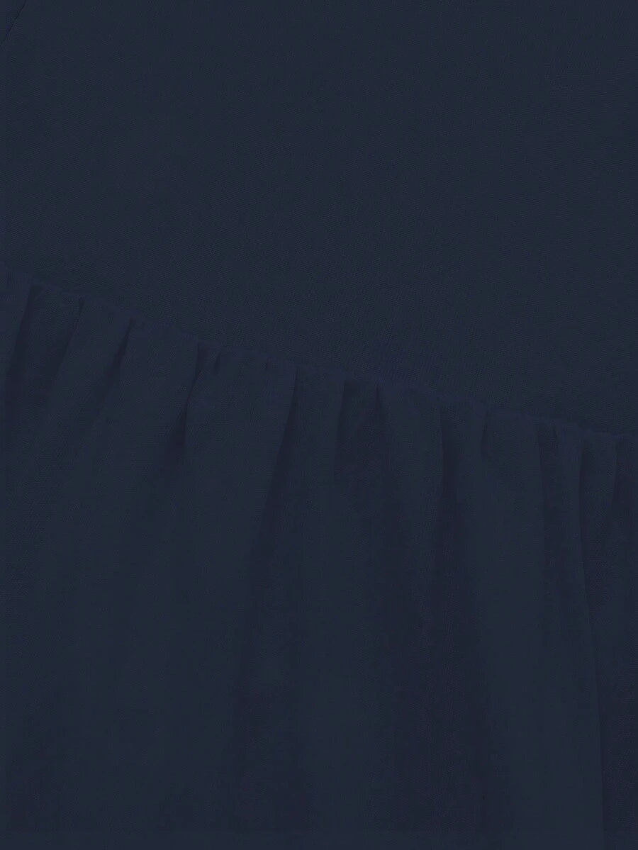 Elegant Vintage French Style Long Sleeve A-Line Dress, Pleated Collar Waist Cinched Casual Midi Length Dress For Women