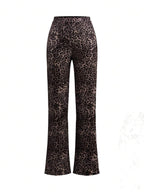 SHEIN Clasi Summer Elegant Women's Plaid Printed Elastic Knitted Pants, Suitable For Various Occasions, Suitable For Summer Vacation, Elegant Travel, And Daily Commuting Business Casual Woman