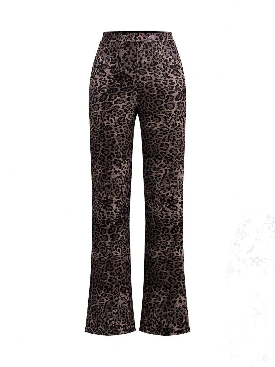 SHEIN Clasi Summer Elegant Women's Plaid Printed Elastic Knitted Pants, Suitable For Various Occasions, Suitable For Summer Vacation, Elegant Travel, And Daily Commuting Business Casual Woman