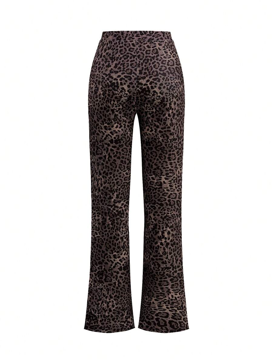 SHEIN Clasi Summer Elegant Women's Plaid Printed Elastic Knitted Pants, Suitable For Various Occasions, Suitable For Summer Vacation, Elegant Travel, And Daily Commuting Business Casual Woman