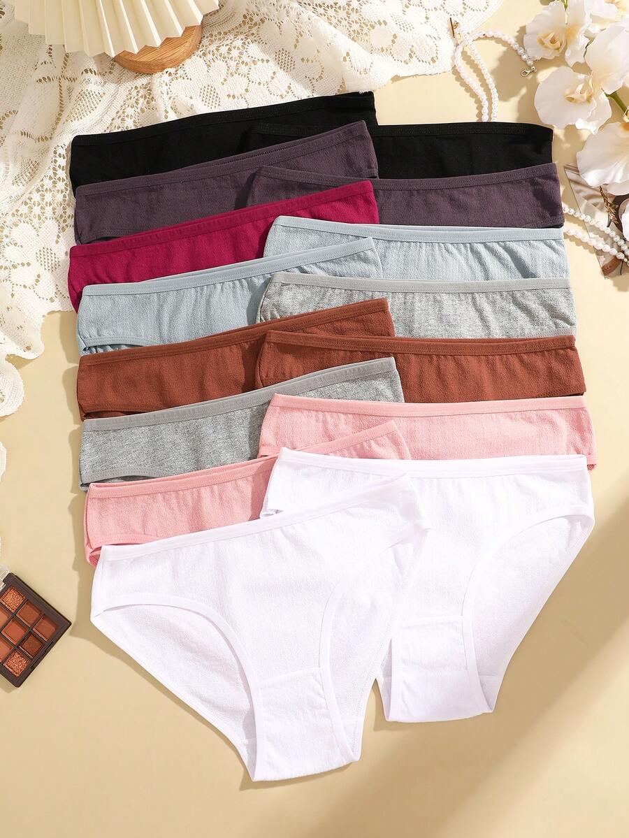 15 Pcs Of Women's Cotton Multi-Color Simple And Comfortable Sports Style Light And Breathable Low Waisted Panties