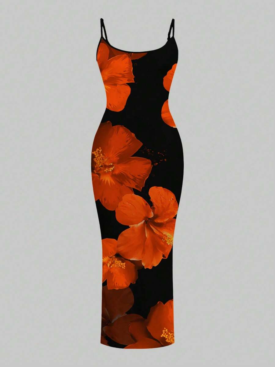 Slaydiva 2025/Summer Outfits For Women/Fall Women Clothes/Summer Dresses For Women/Elegant Dresses For Women/Wedding Guest Dress Women/Vacation Outfits Woman/Going Out/Classy Outfits For Women/Floral Graphic Casual Minimalist Sleeveless Dress Chic Dress