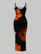 Slaydiva 2025/Summer Outfits For Women/Fall Women Clothes/Summer Dresses For Women/Elegant Dresses For Women/Wedding Guest Dress Women/Vacation Outfits Woman/Going Out/Classy Outfits For Women/Floral Graphic Casual Minimalist Sleeveless Dress Chic Dress