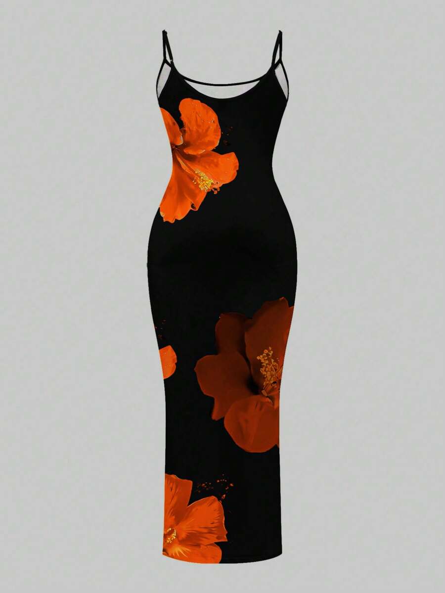 Slaydiva 2025/Summer Outfits For Women/Fall Women Clothes/Summer Dresses For Women/Elegant Dresses For Women/Wedding Guest Dress Women/Vacation Outfits Woman/Going Out/Classy Outfits For Women/Floral Graphic Casual Minimalist Sleeveless Dress Chic Dress