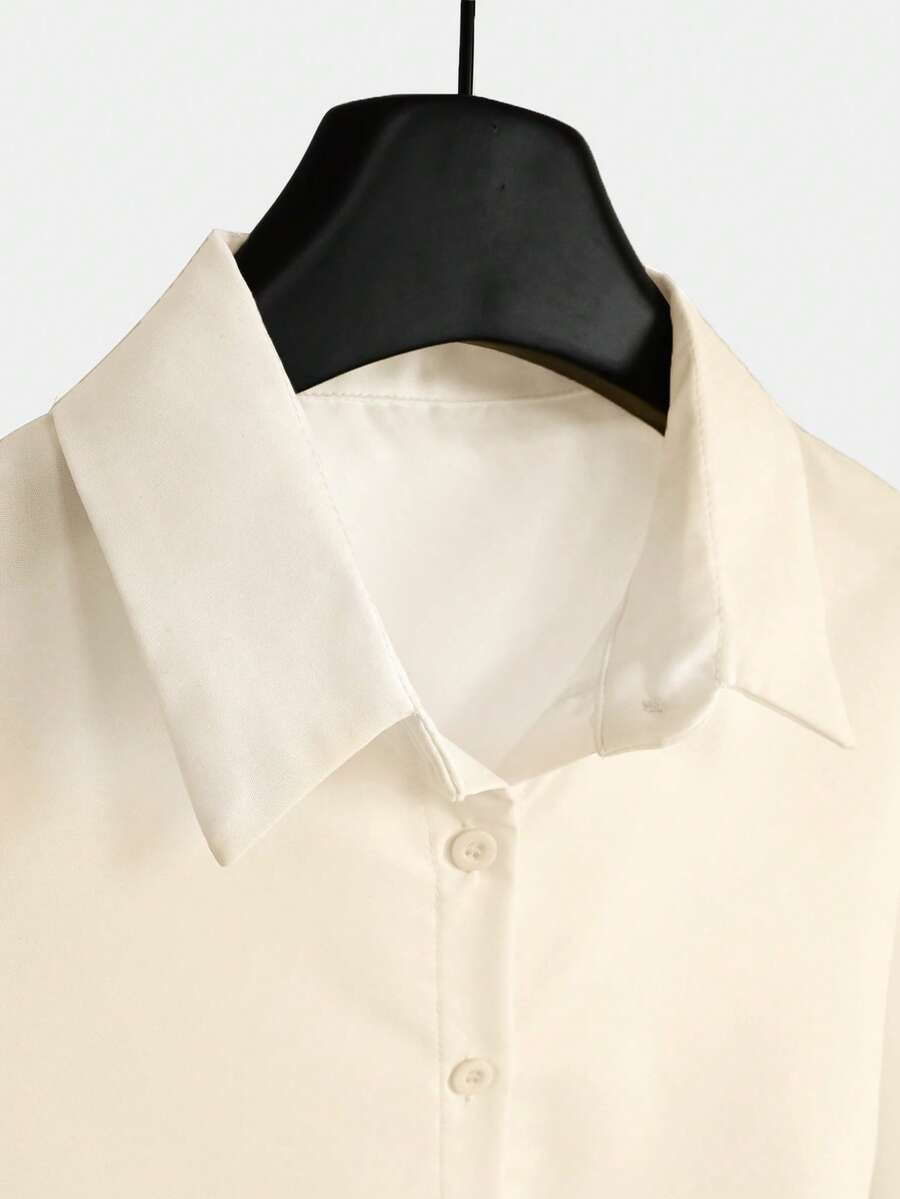 Airlisse Women's French Elegant Casual Cinched Waist Ruched Long Sleeve White Blouse, Suitable For Work And School