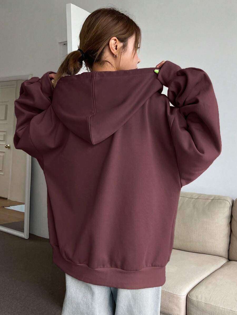 DAZY Women's Zipper Front Hoodie With Drawstring Closure,Long Sleeve Tops,Fall Clothes Sweatshirt Jacket