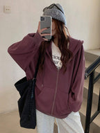 DAZY Women's Zipper Front Hoodie With Drawstring Closure,Long Sleeve Tops,Fall Clothes Sweatshirt Jacket