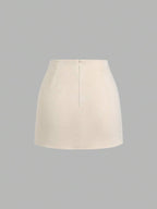 Sweetra Vintage Italian Style Maillard Color Pleated Bodycon Skirt, Sexy & Alluring For Autumn/Winter