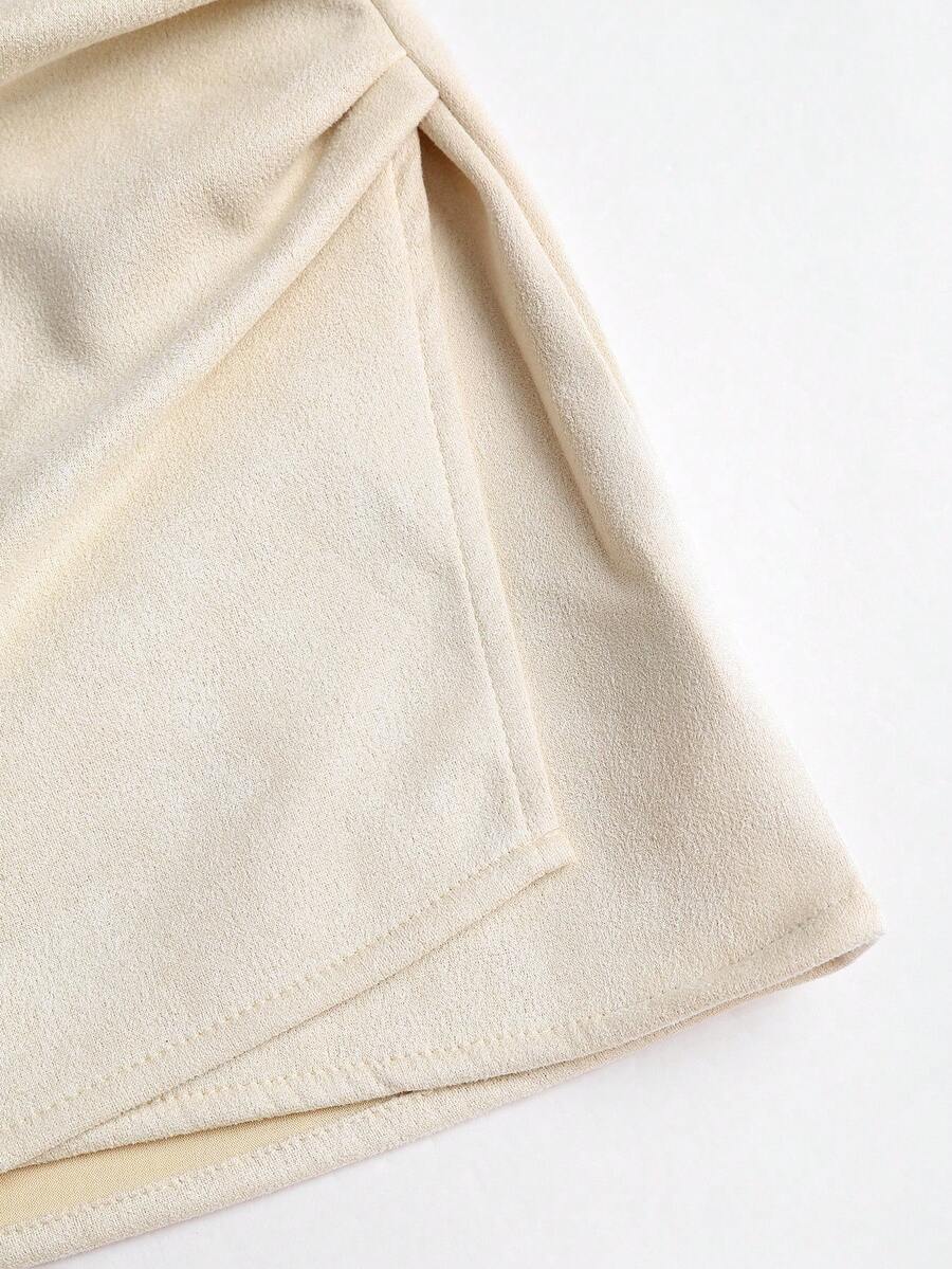 Sweetra Vintage Italian Style Maillard Color Pleated Bodycon Skirt, Sexy & Alluring For Autumn/Winter