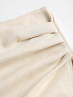 Sweetra Vintage Italian Style Maillard Color Pleated Bodycon Skirt, Sexy & Alluring For Autumn/Winter