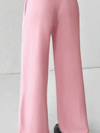 SHEIN PETITE Comfortable And Casual Plain Knitted Low-Rise Wide-Leg Women's Sweatpants Baggy