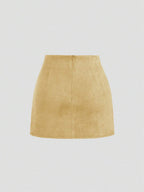 Sweetra Vintage Italian Style Maillard Color Pleated Bodycon Skirt, Sexy & Alluring For Autumn/Winter