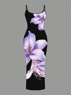 Slaydiva Casual Floral Print Camisole Bodycon Long Dress For Women, Summer Yellow Floral Bodycon Dress Yellow Summer Dress Bodycon Dress Women Yellow Dress Floral Print Bodycon Dress Suitable For Going Out Chic Dress